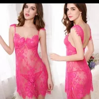 Lingerie sexy beautiful babydoll Nightgown daster tidur - Rose