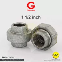 Water Mur Galvanis 1 1/2 inch Union Female Fitting Pipa Besi