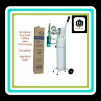 tabung oksigen 1m3 set (tabung isi + Troli + Regulator) 3in1/ paket