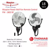 KIPAS ANGIN DINDING INDUSTRI REMOTE MASPION PW 1802 RC 18 INC GARANSI