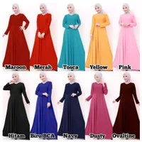 gamis polos jersey all size coklat tua