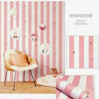 Wallpaper Sticker Dinding Salur Pink Bintang 3D 10m x 45cm