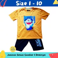 SETELAN BAJU+CELANA Kaos Anak Laki-laki Doraemon Orange 1-10 thn