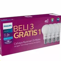 lampu philips led 6 watt paket / bohlam led philips 6 w 3 gratis 1