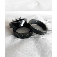 Ring Cincin Pria/Wanita Batu Black Jade Loreng Aceh Full Bulat