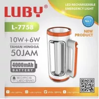 Lampu Emergency LUBY L-7758 Senter Jumbo LED 10 Watt +6 Watt 3 sisi