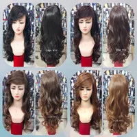 Wig Wave Panjang Poni Samping Rambut Palsu Wanita Model Curly Panjang