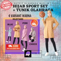 Tunik Hijab Set Sport Sporty Olahraga Baju Senam Jogging Lari Sepeda