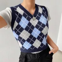 Vest diamond Knit / rompi rajut outwear / outer korean look like