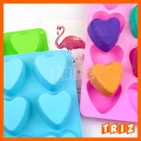 Cetakan Kue Cake Puding Jelly Silikon Hati Heart Love Valentine 6 Cav