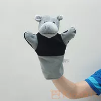 Boneka tangan handpuppet kuda nil hippo abu hitam