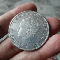 Koin perak Belanda jadul, Wilhelmina 2,5 gulden 1932.