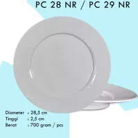 piring makan ceper keramik polos 28.5cm PC28-NR 6pcs by Indo keramik