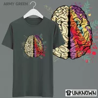 UNKNOWN Kaos Baju T-Shirt Lengan Pendek Otak Manusia Kreatif & Logis