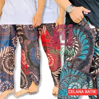 Celana panjang kolor batik pria wanita model pinggang elastis