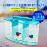 Aquarium Ikan Hias Ikan Cupang Aquarium Akrilik Aquarium 3 Sekat LED