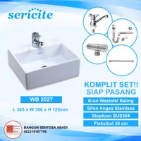 Wastafel Set Sericite 2027 KOMPLIT+Keran+Pembuangan/Wastafel