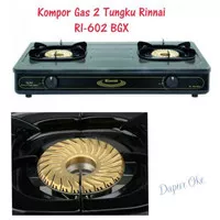 KOMPOR GAS 2 TUNGKU RINNAI RI602BGX RI 602 BGX STOVE TEFLON HITAM BGX