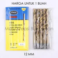 Mata Bor Besi Baja Kuning 12mm 12 mm Kuningan Twist Drill Titanium