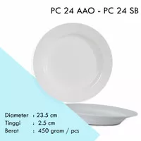 Piring makan keramik polos 23.5cm PC24-AAO 6pcs by Indo keramik