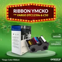 Ribbon ID Card Printer Fargo YMCKO 045500 untuk Fargo DTC1250e C50