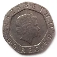 Koin Kuno Asing United Kingdom 20 Pence Tudor Rose Tahun 2001