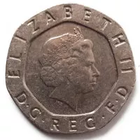 Koin Kuno Asing United Kingdom 20 Pence Tudor Rose Tahun 2007