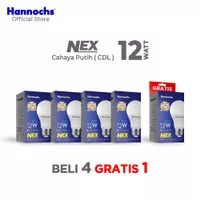 Hannochs Lampu Bohlam LED NEX 12W Cahaya Putih ( BELI 4 GRATIS 1 )