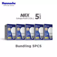 Hannochs Lampu Bohlam LED NEX 5W Cahaya Putih Paket isi 5pcs