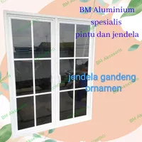 jendela aluminium 120x120 ornamen gandeng casement