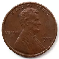 Koin kuno asing 1 Cent Lincoln 1977