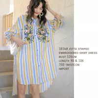 Zetta Striped Shirt Dress Kemeja Wanita Import TM 1834