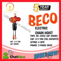 Electric Chain Hoist Cap 0.5 Ton 6 Meter Up Down BECO Korea