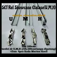 U,M,H Silver Etalase Aluminium Per Set+Roda 4pcs/Rel Showcase Uk.100cm