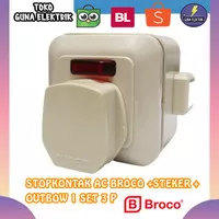 BROCO STOP KONTAK AC G155-155S WHITE SOCKET 3PIN PUTIH 1SET