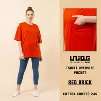 UNIQUE - (Pocket Series) Kaos Polos Oversize Pocket Red Brick