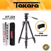 Tripod Takara VIT 234 Kamera Video - VIT234 FREE Holder U HP + Tas