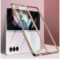 Casing Samsung Z Fold 3 Hard Case Clear List Gold Premium Hardcase