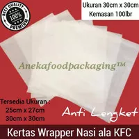 Kertas nasi/wrapper kertas bungkus nasi ala KFC uk. 30x30cm