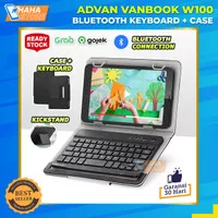 Advan Vanbook W100 Tab Bluetooth Keyboard Flip Book Cover Sarung Case