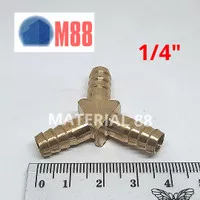 Tee Kuningan 1/4 inch -Sambungan Selang 3 Cabang Nipple 6 mm Kompresor