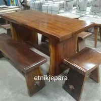 meja makan meja cafe kayu trembesi utuh tanpa sambungan 150
