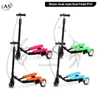 Skuter Anak Injak Dual Pedal PVC / Skuter Mainan Anak Otoped - Merah Muda