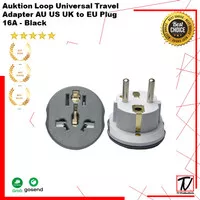 Auktion Loop Universal Travel Adapter AU US UK to EU Plug 16A - Black