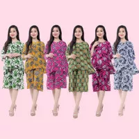 Setelan Piyama Kulot Jumbo Batik / Setelan Baju Tidur Busui Bumil XXL