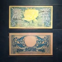 Uang Kertas 5 Rupiah Gambar Bunga Tahun 1959 Gress Baru