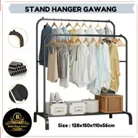 Rak Jemuran Baju Pakaian Gantung Besi Rak Standing Double Dan 1 Tiang