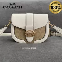 COACH Georgie Saddle Bag In Signature Canvas C2806 Im/Light Khaki