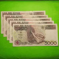 Uang Kuno 5 lembar Rp 5000 Sasando tahun 1992