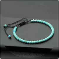 Gelang Tali Simple Batu Alam 4mm Natural Phyrus Turquoise